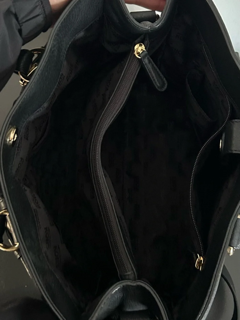 Michael Kors Black Leather Satchel Gold Hardware Shoulder Bag Crossbody - Picture 11 of 14